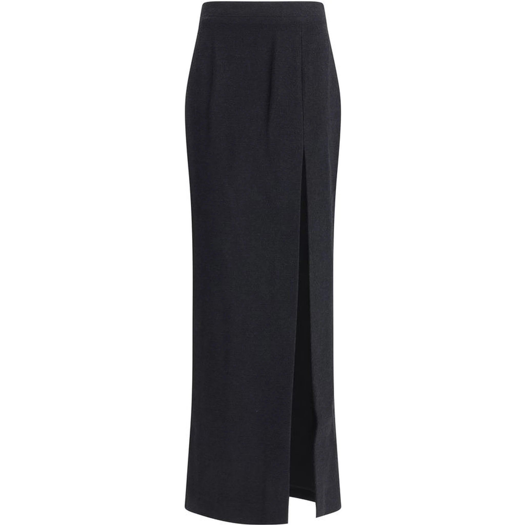 Black Fleece Wool Long Skirt