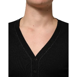 Black Cotton Button Up Men Cardigan Sweater