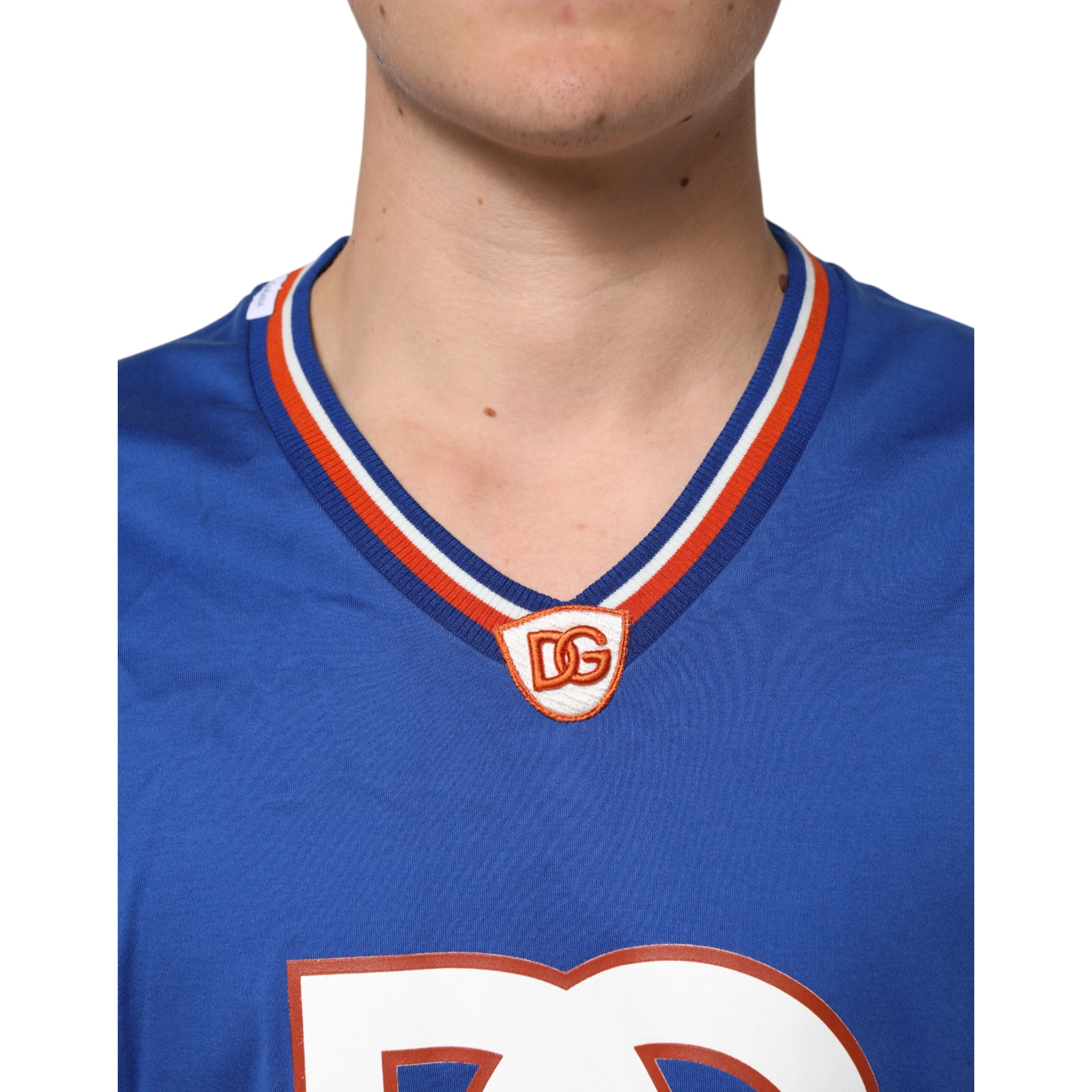Blue Cotton DG Logo Mesh Jersey T-shirt