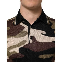 Camouflage Brown Silk MilitaryPolo T-shirt