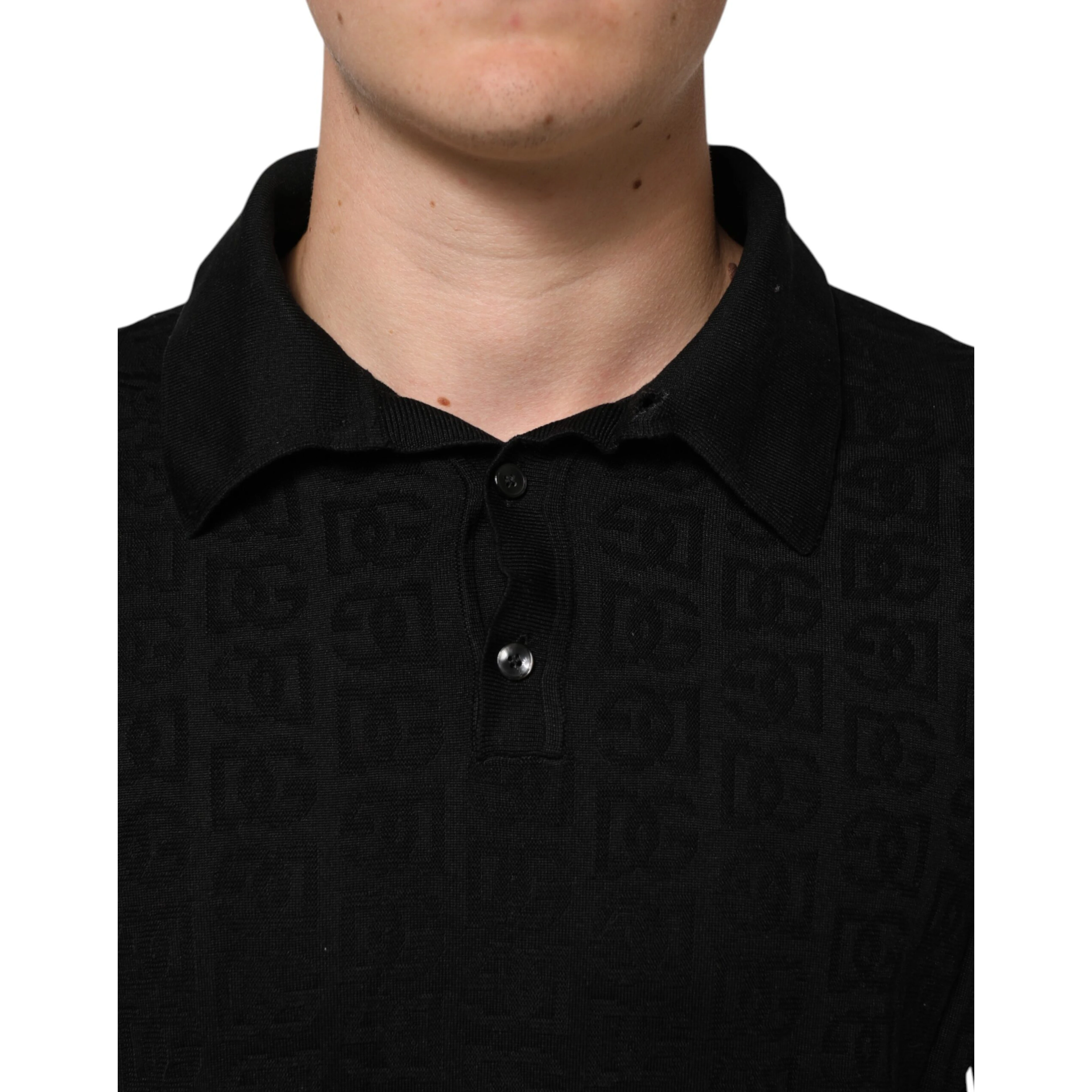 Black Silk Jacquard DG Polo Shirt T-shirt