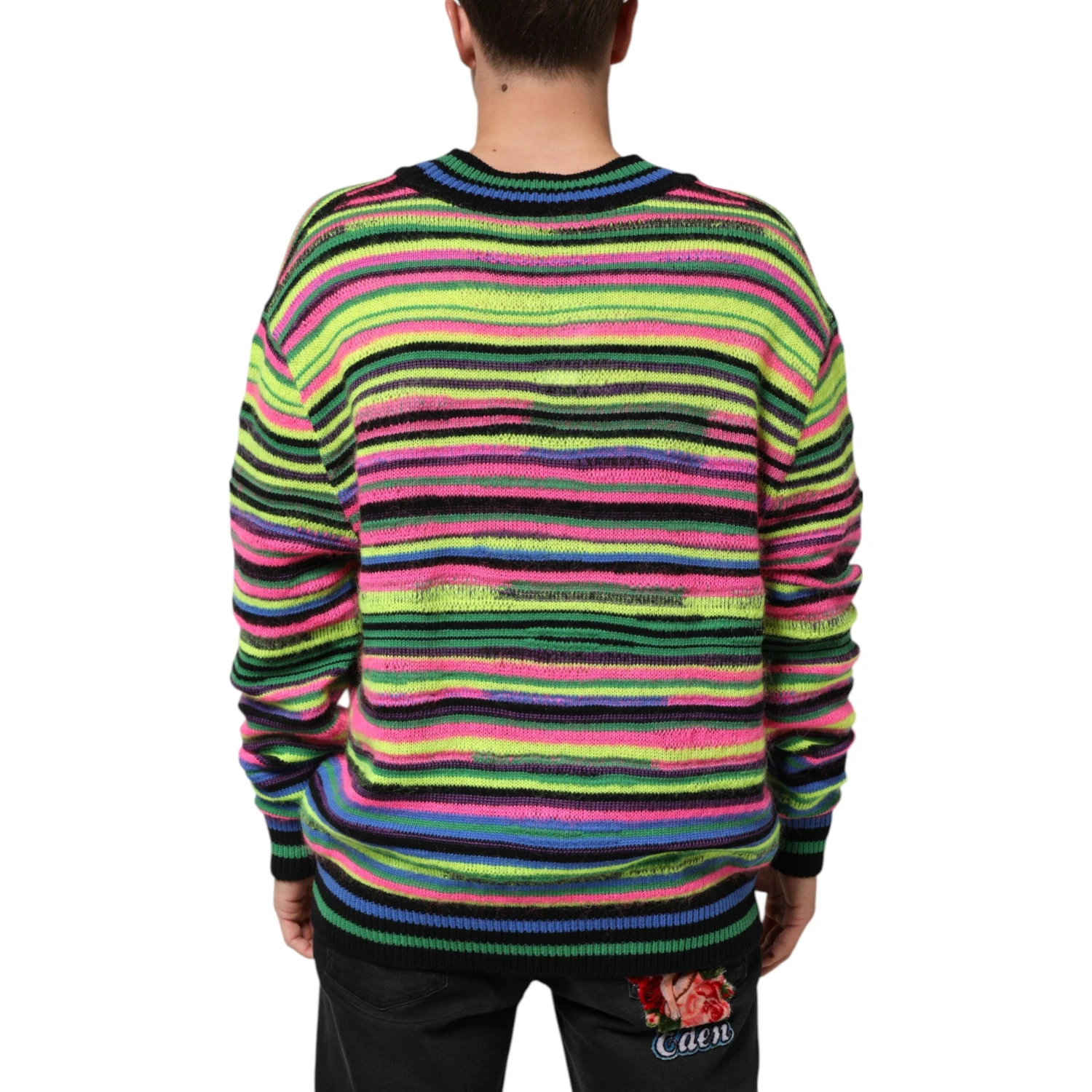 Multicolor DG Logo V-Neck Knit Pullover Sweater
