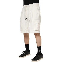 White Cotton Cargo Bermuda Sweatshorts Shorts