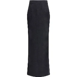Black Fleece Wool Long Skirt