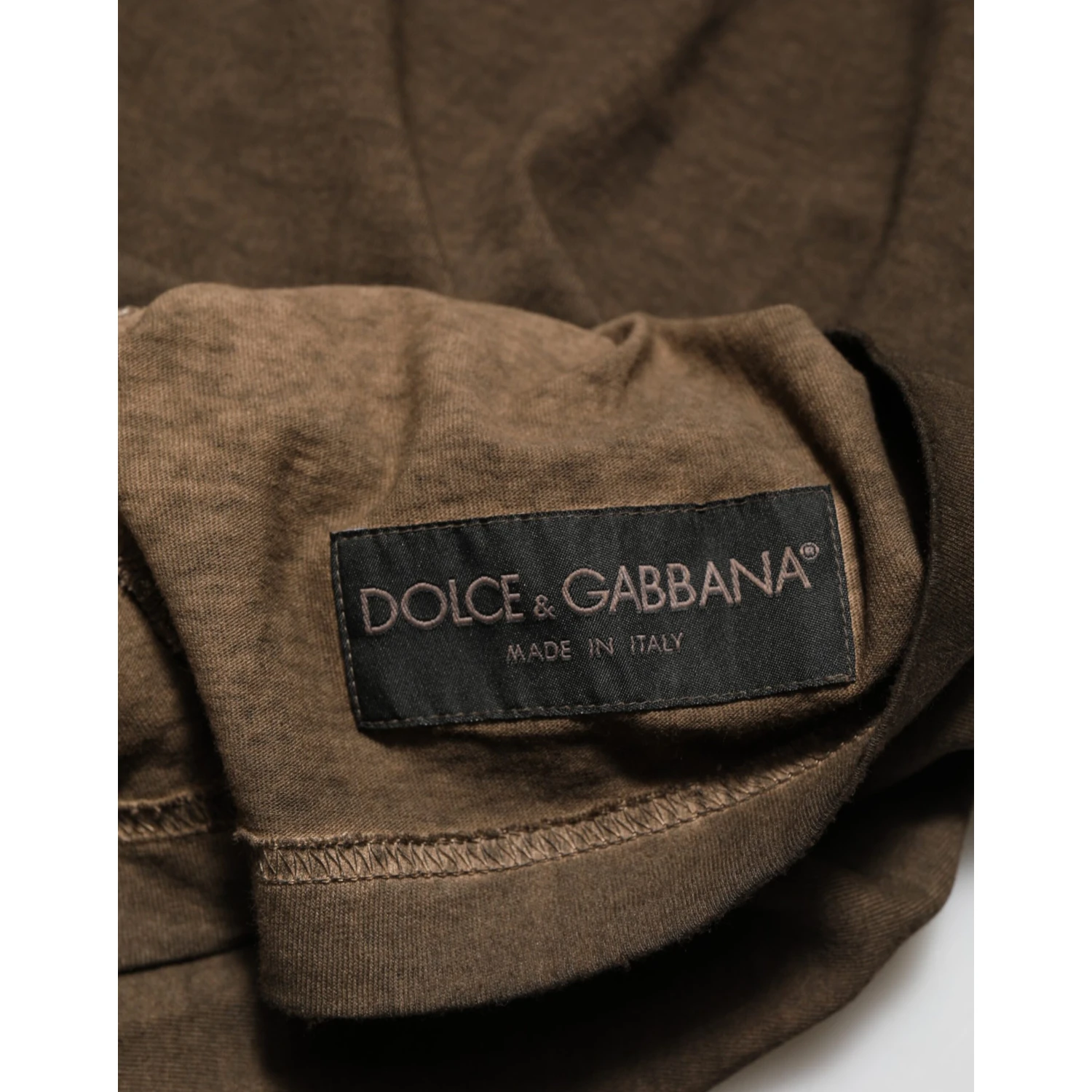 Dark Brown Cotton Tattered Logo Men T-shirt