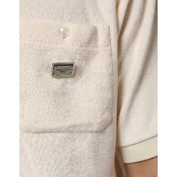 Ivory Cotton Terry Logo Pocket Polo T-shirt