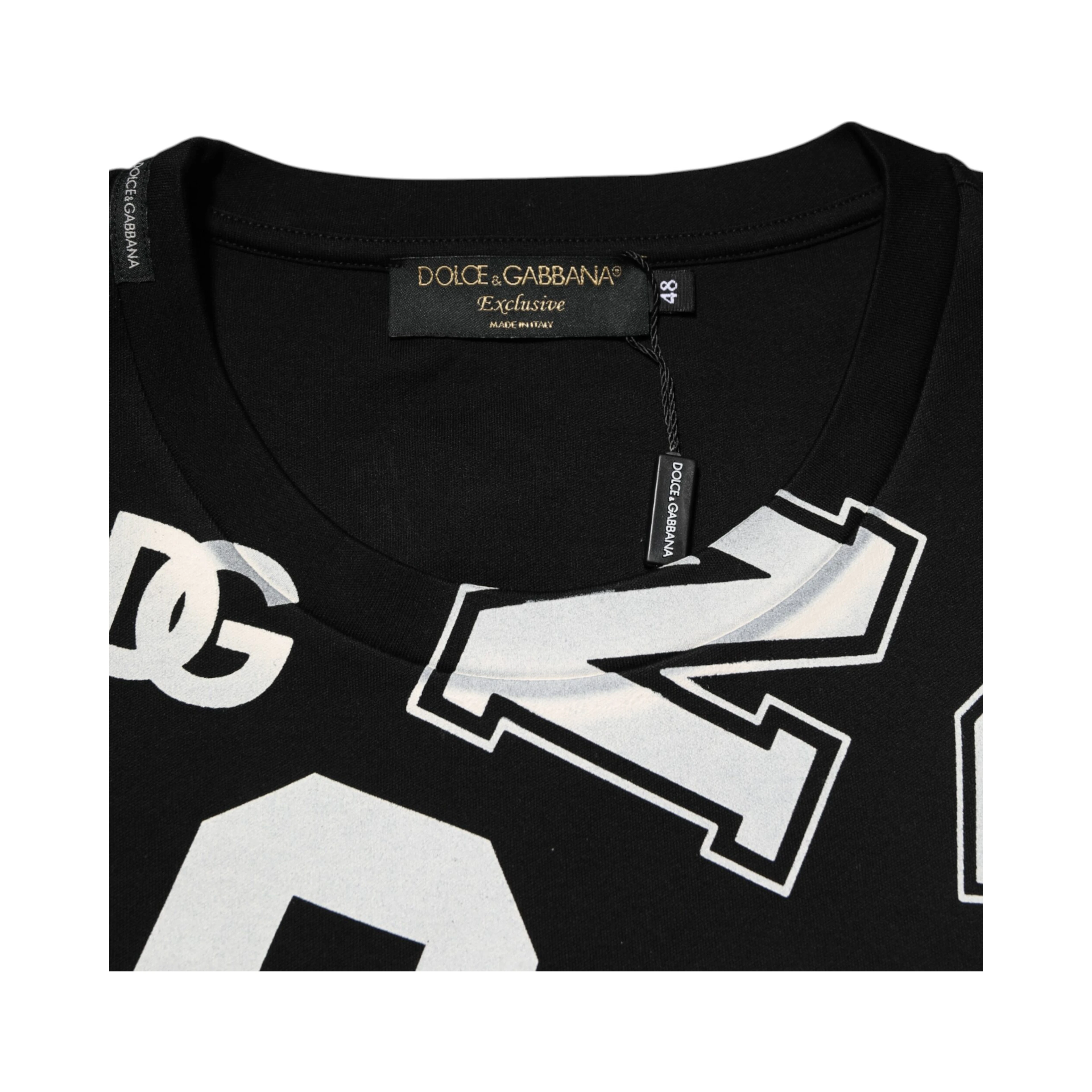 Black Cotton Letter Print Short Sleeve T-shirt