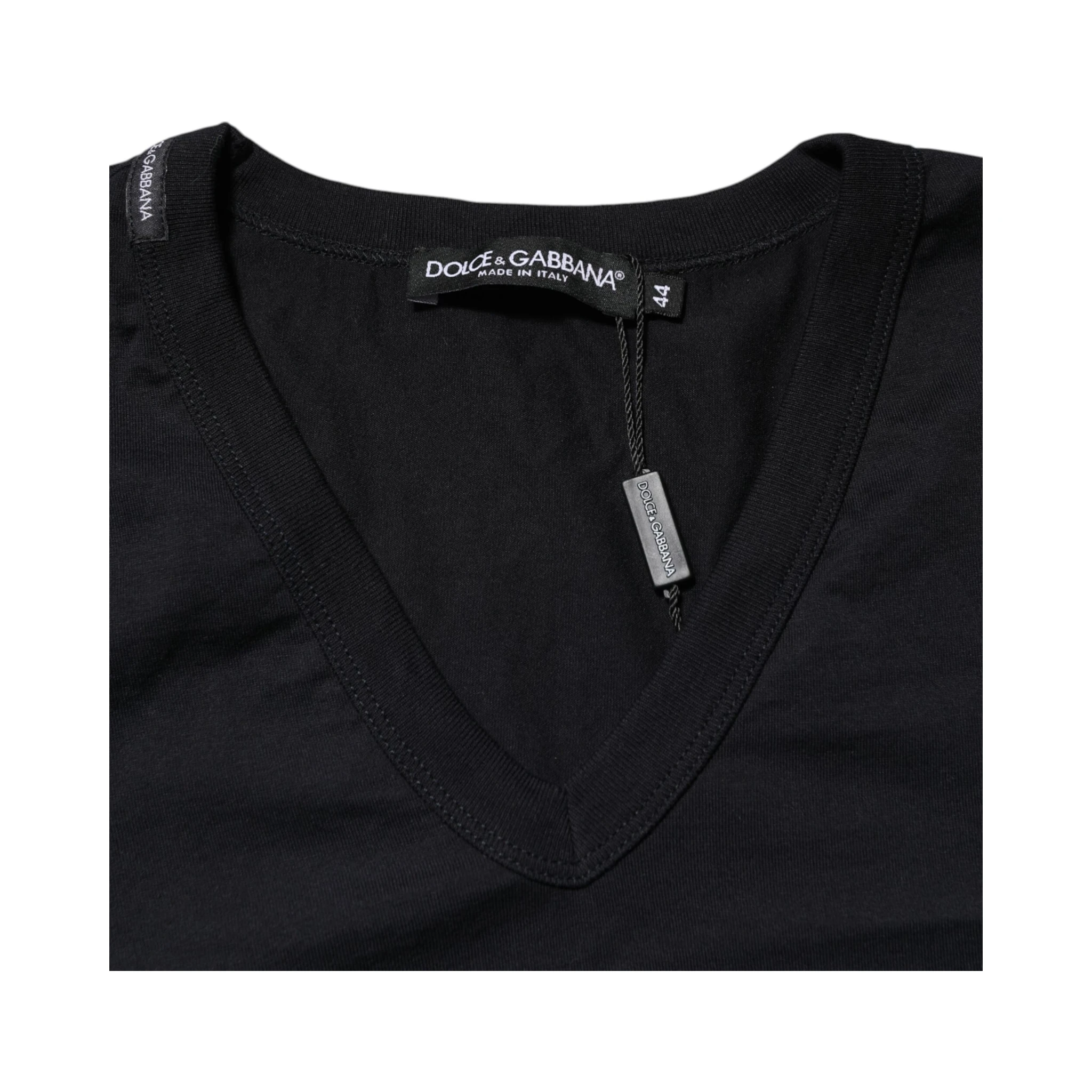 Black Cotton Plain V-Neck Men Shirt T-shirt
