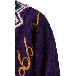 Purple Wool DG Logo Men Knit Pullover Sweater