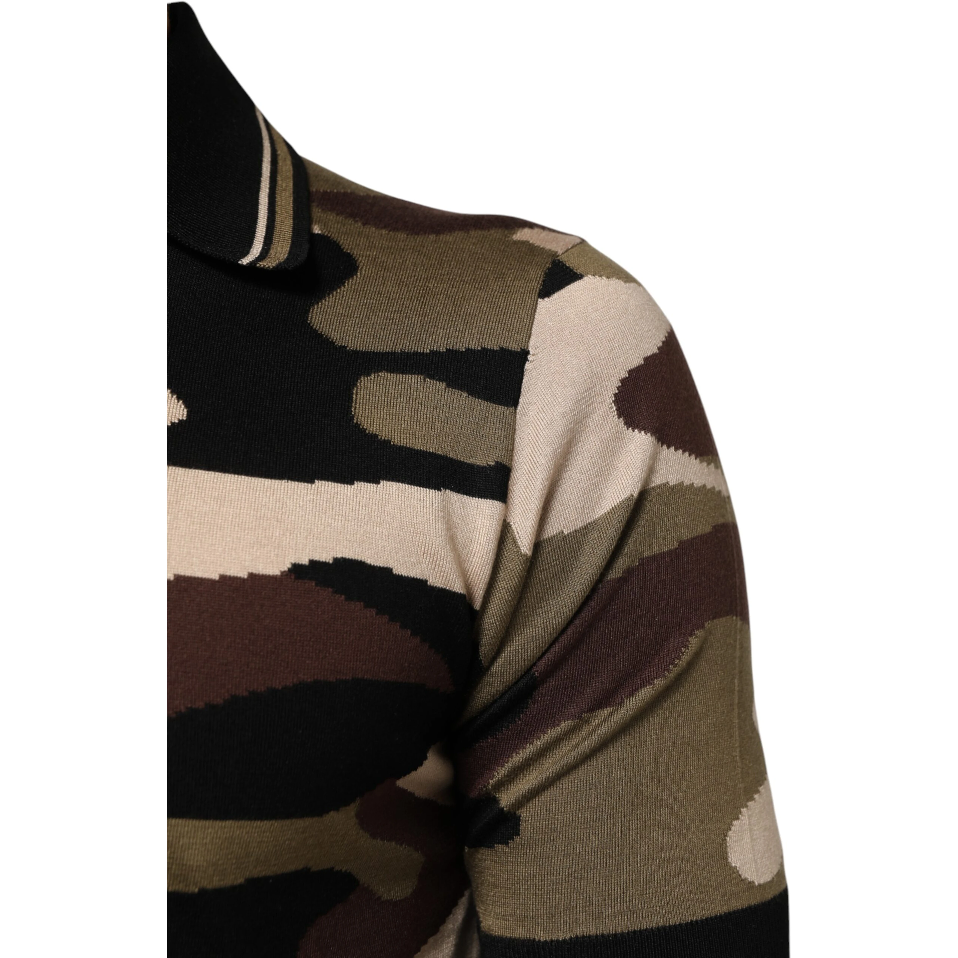 Camouflage Brown Silk MilitaryPolo T-shirt
