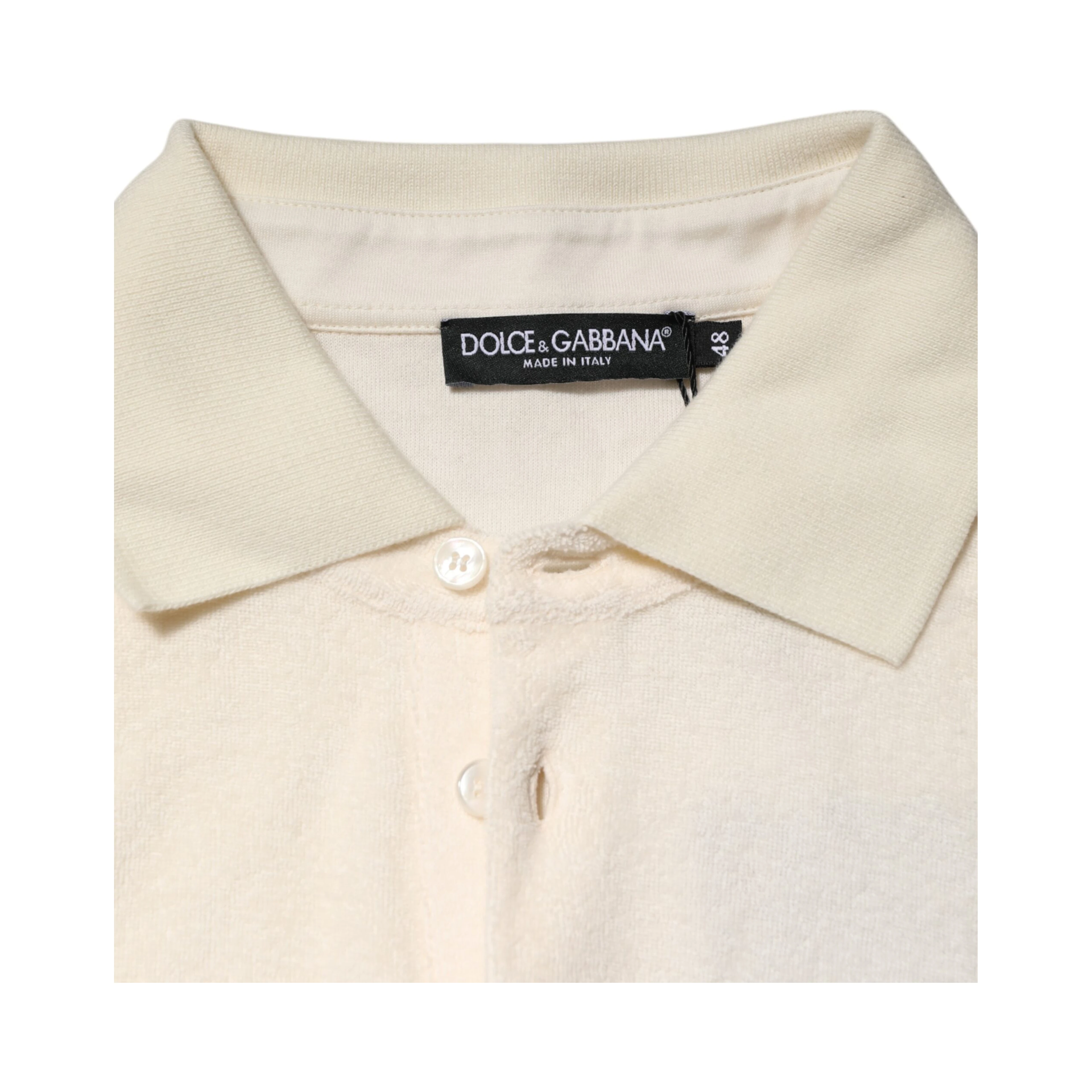Ivory Cotton Terry Logo Pocket Polo T-shirt