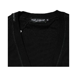 Black Cotton Button Up Men Cardigan Sweater