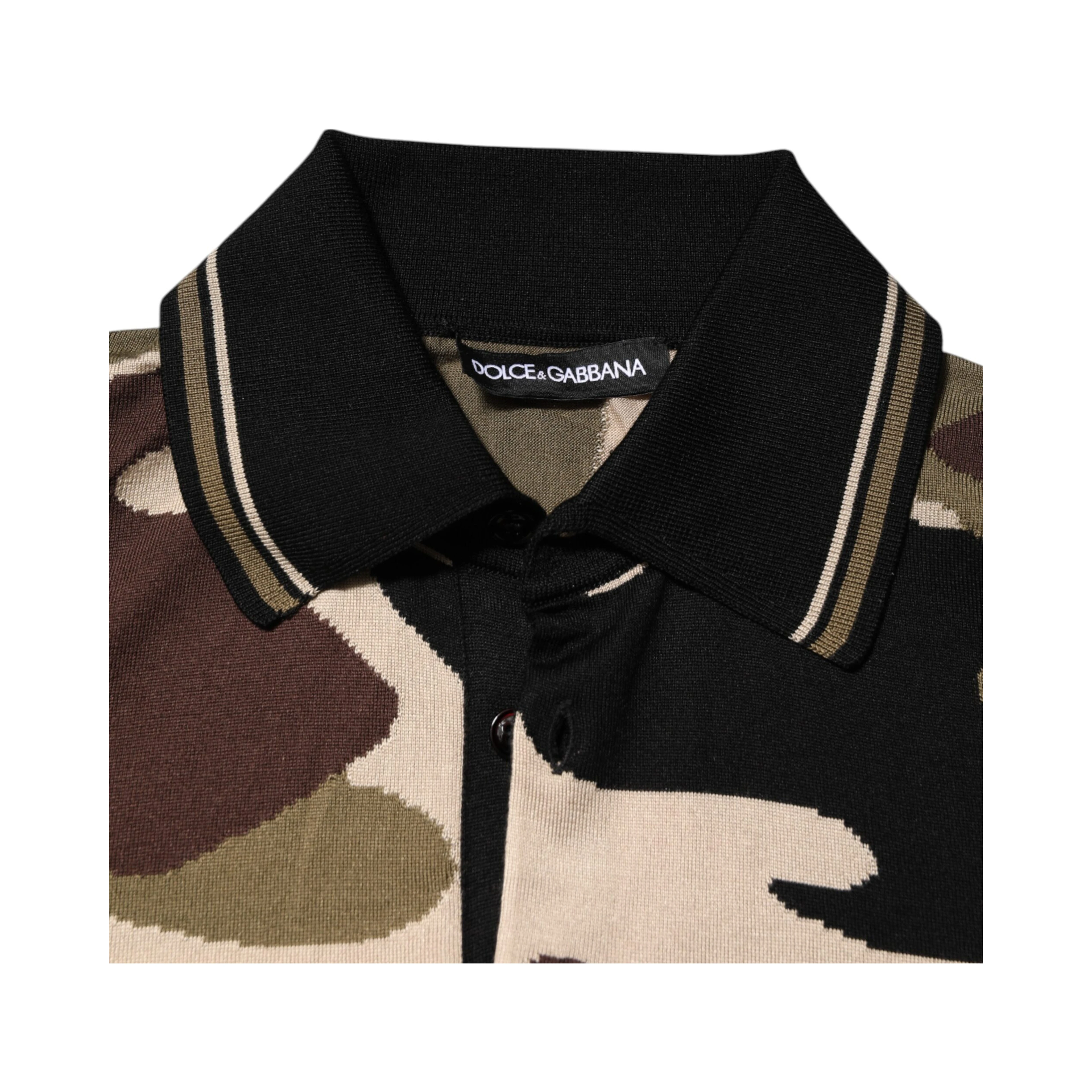 Camouflage Brown Silk MilitaryPolo T-shirt