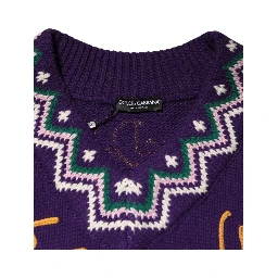 Purple Wool DG Logo Men Knit Pullover Sweater