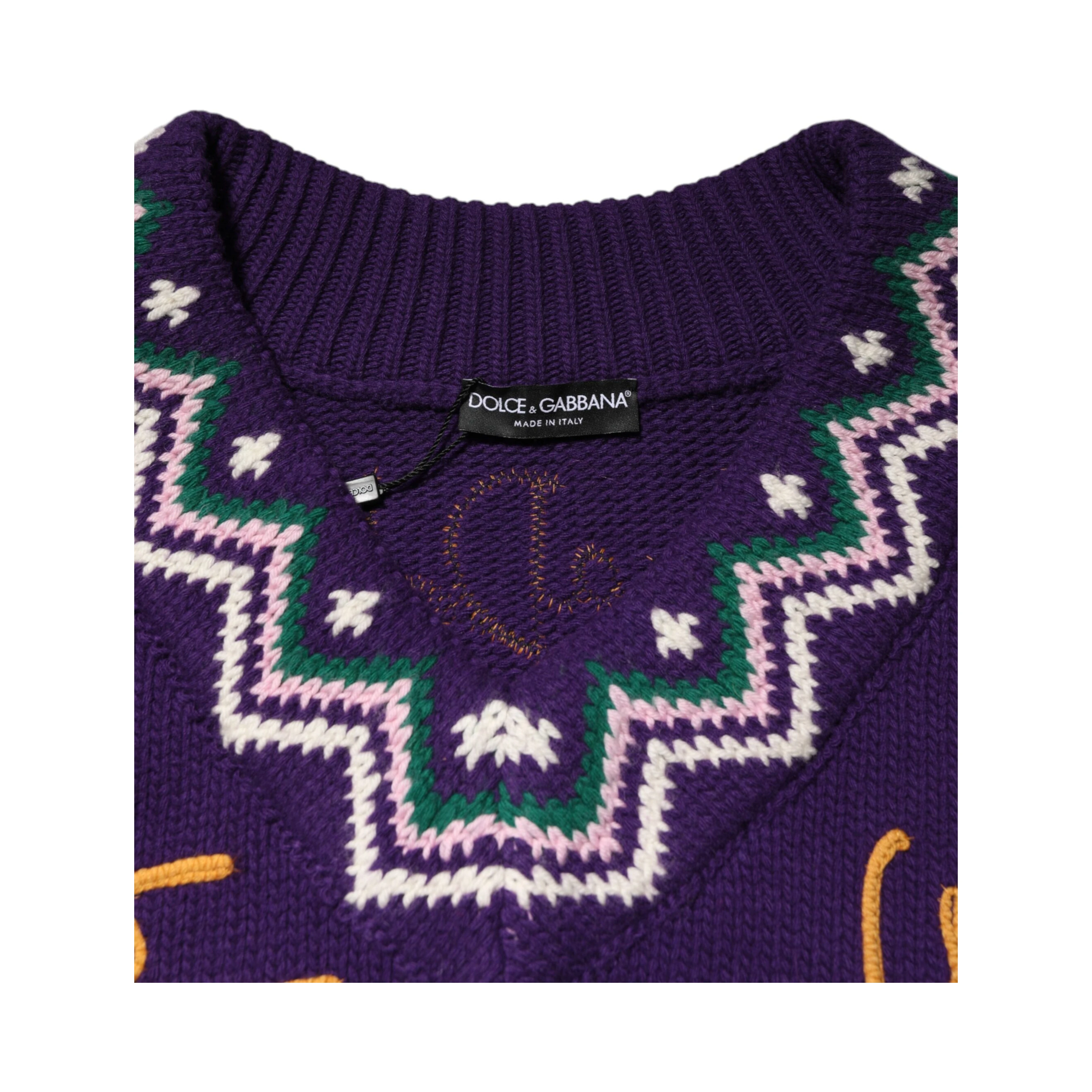 Purple Wool DG Logo Men Knit Pullover Sweater