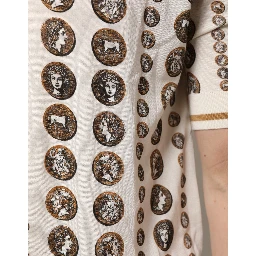 Silk Ivory Coin Print Logo Men Polo T-shirt