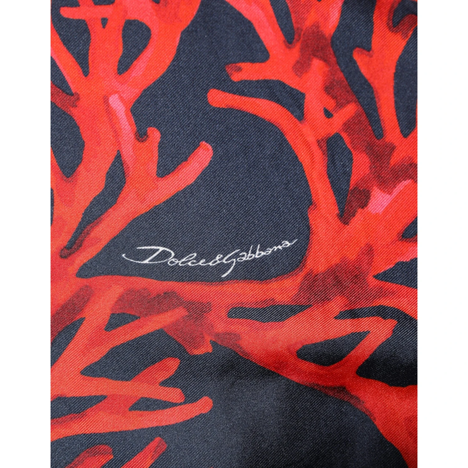 Silk Navy Red Coral Print Pullover Sweater