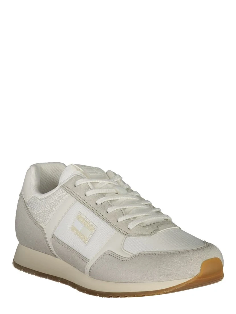 White Polyester Men Sneaker