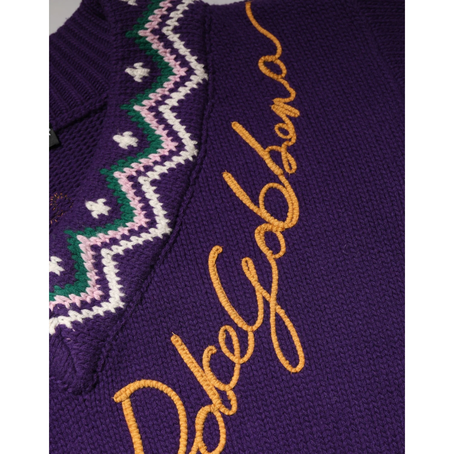 Purple Wool DG Logo Men Knit Pullover Sweater