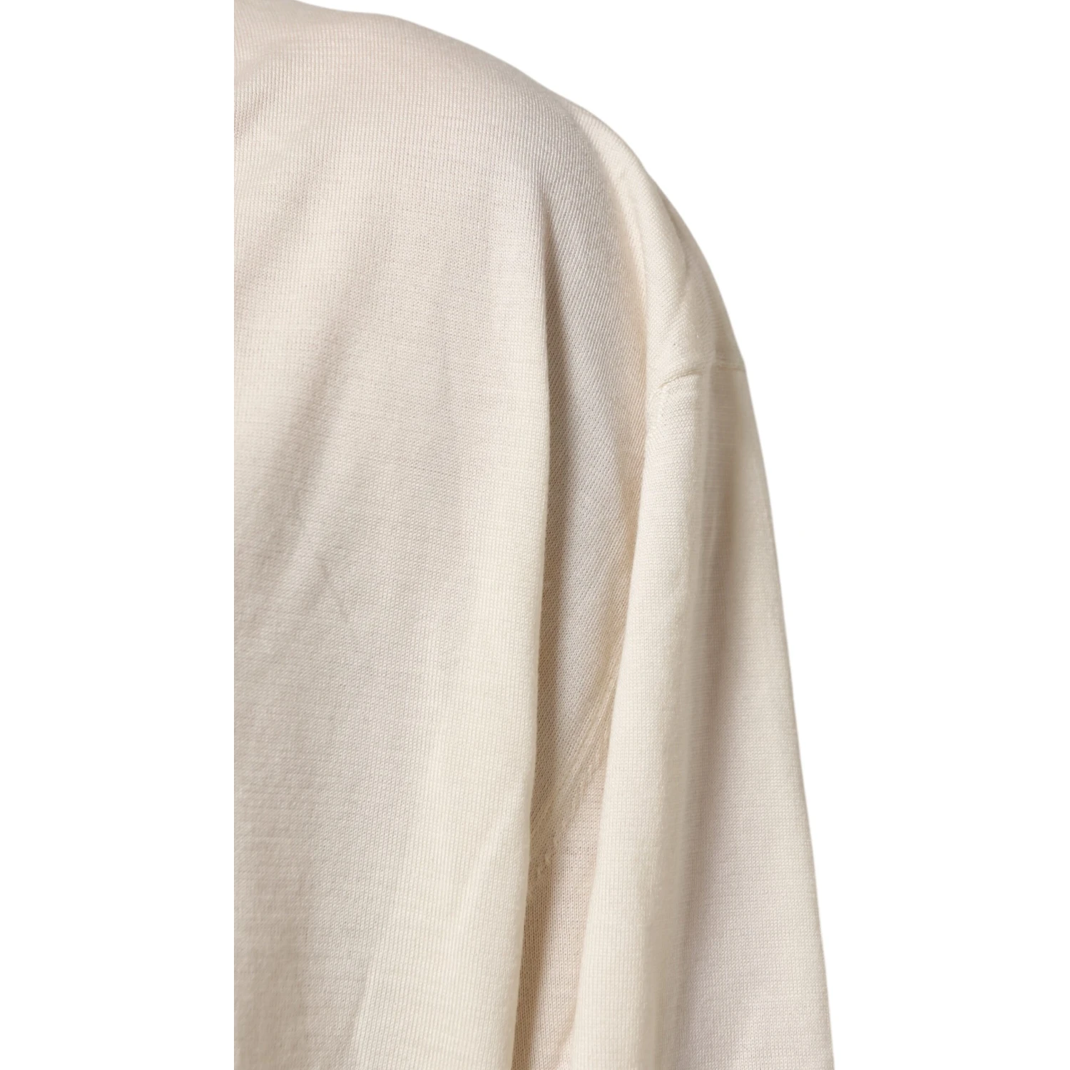 Ivory Virgin Wool Men V-Neck Knit Sweater