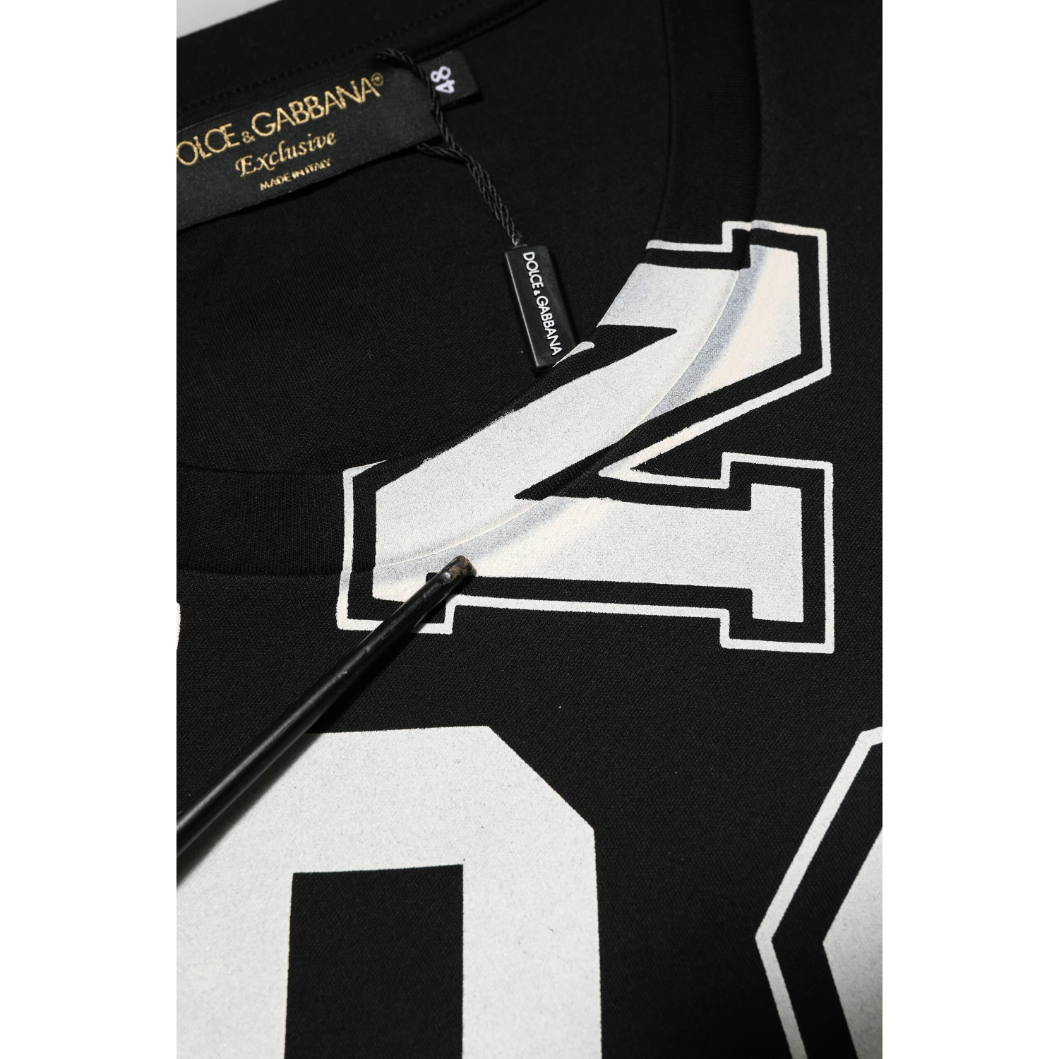 Black Cotton Letter Print Short Sleeve T-shirt