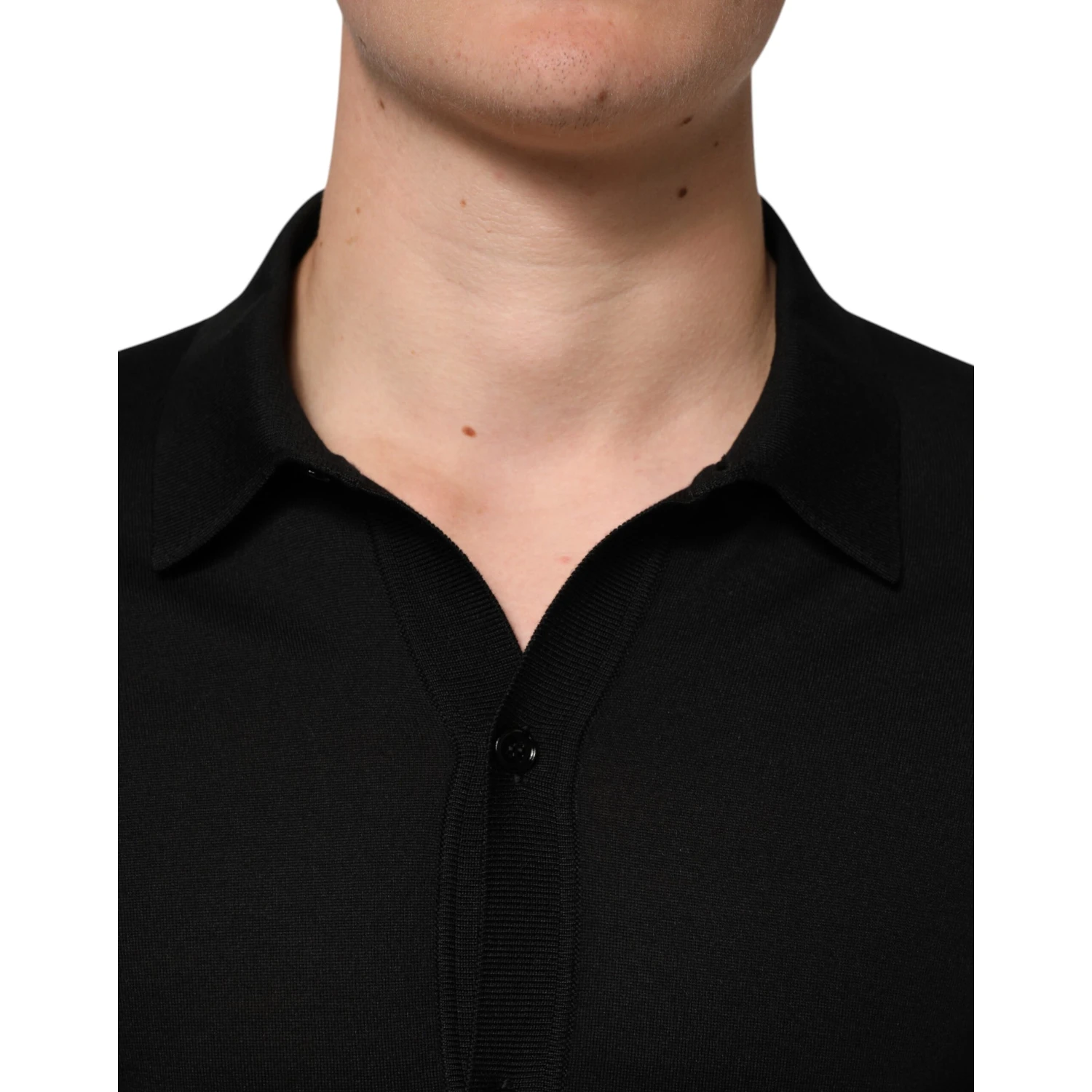 Black Silk Button Up Lightweight Sweater