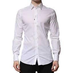 White Cotton GOLD Long Sleeves Formal Shirt