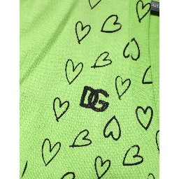 Green V-Neck DG Logo Heart Print T-shirt