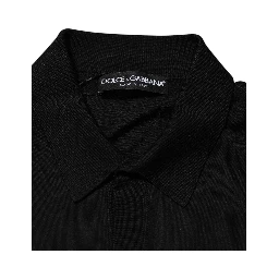 Black Silk Button Up Lightweight Sweater