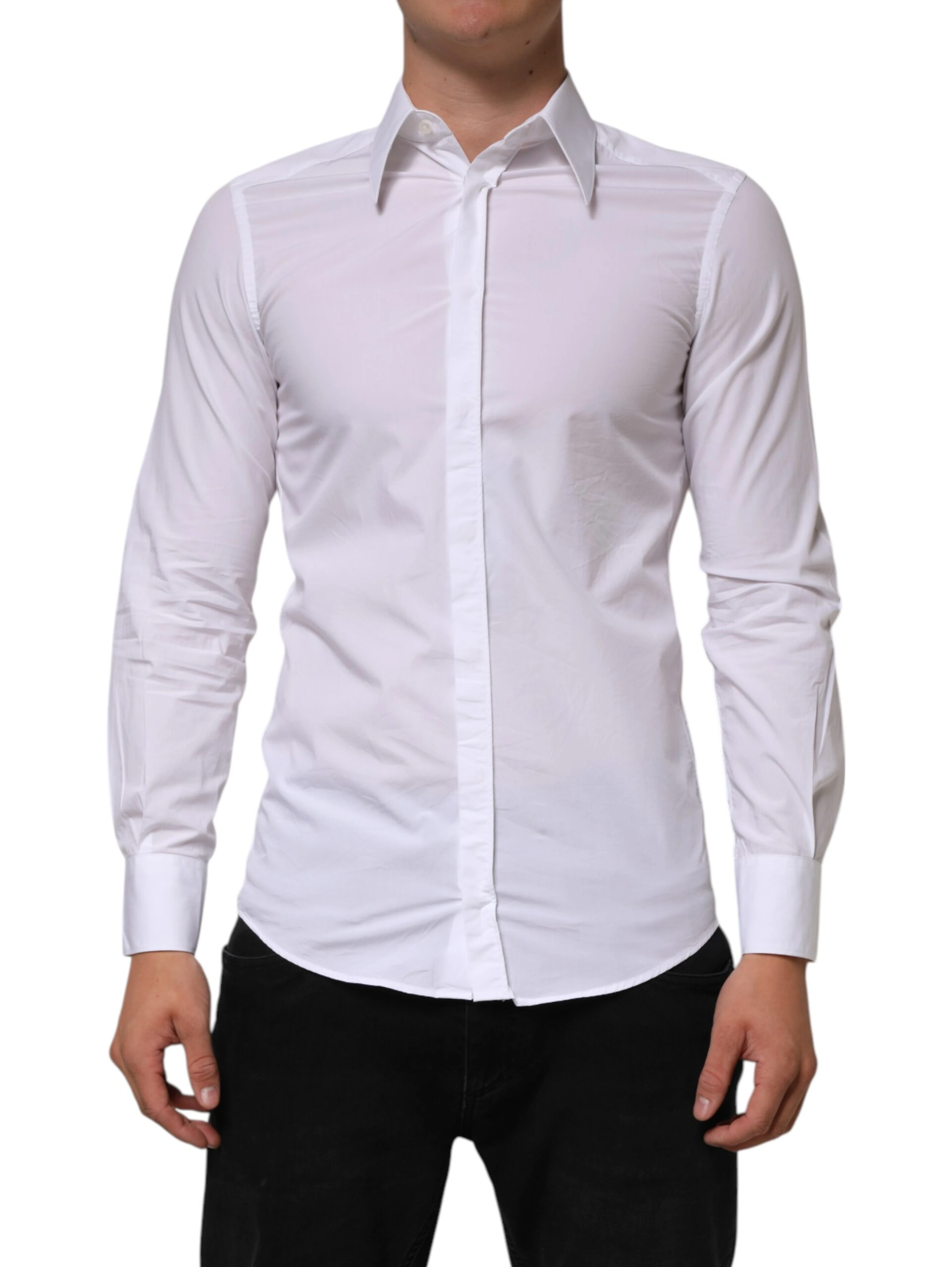 White Cotton MARTINI Long Sleeve Dress Shirt