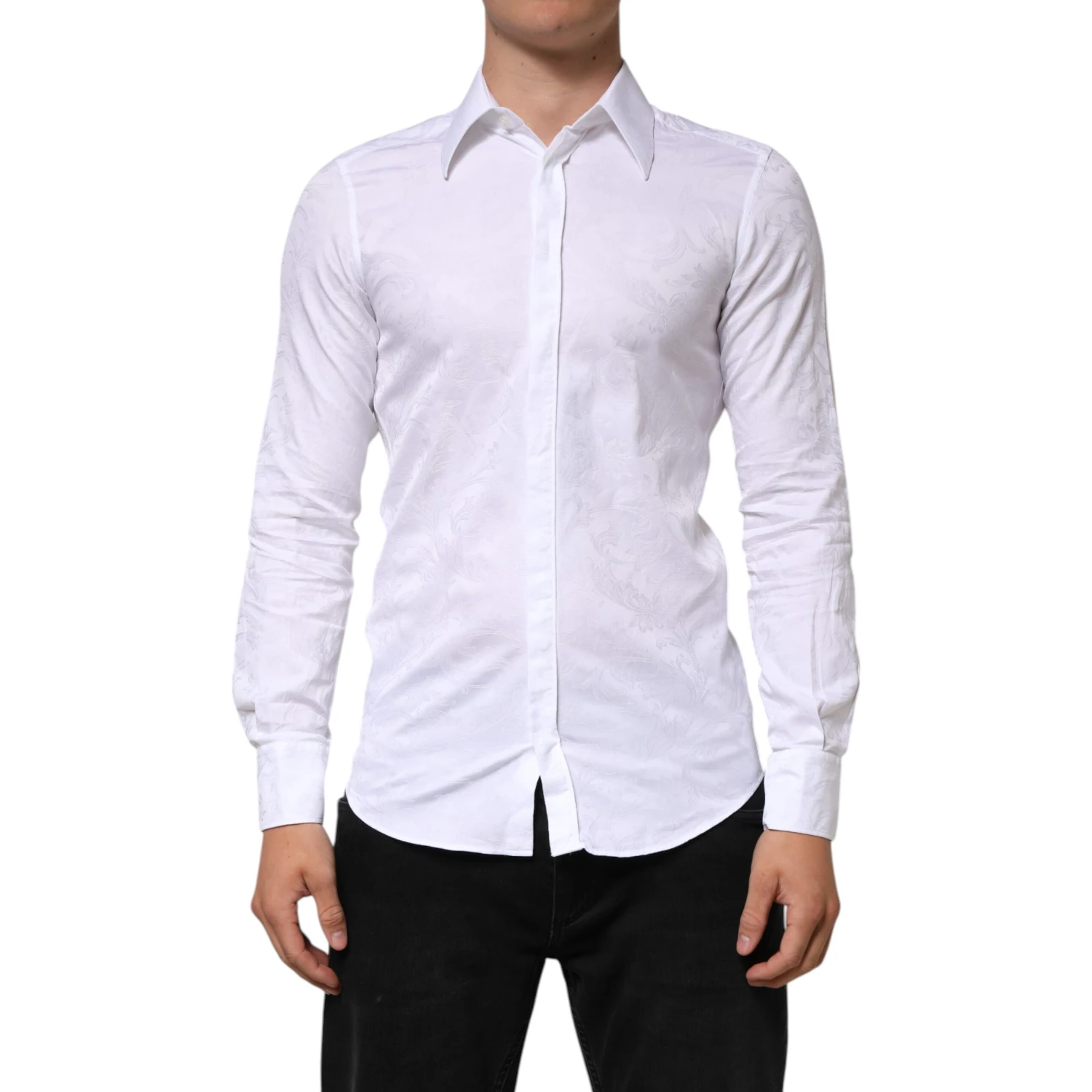 White Cotton MARTINI Paisley Jacquard Shirt