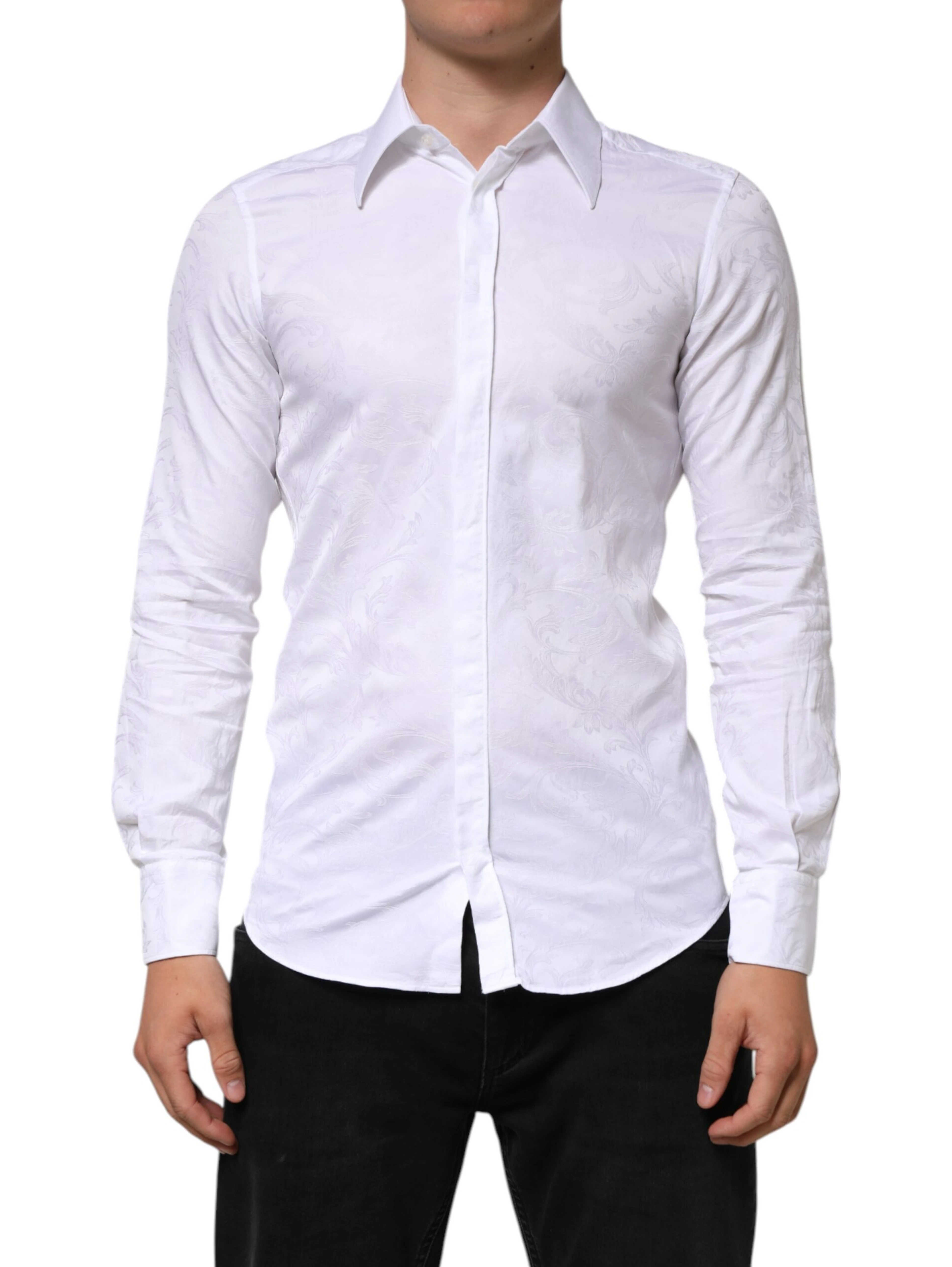 White Cotton MARTINI Paisley Jacquard Shirt