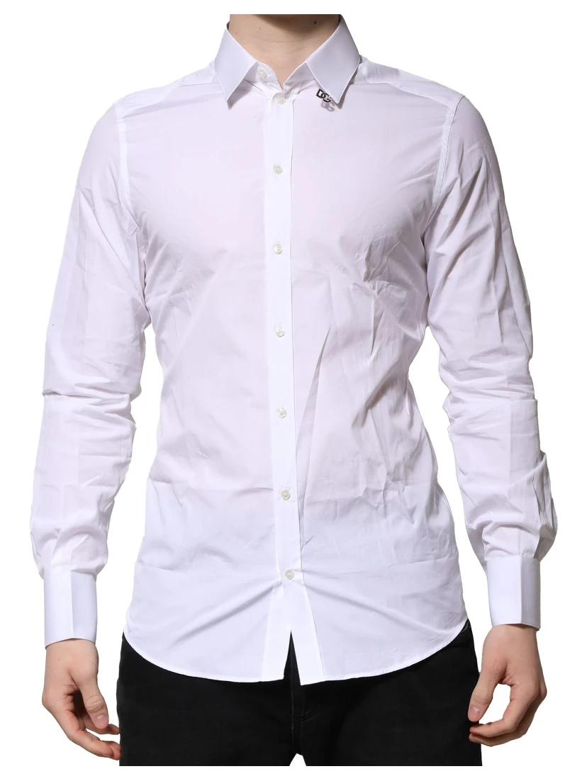 White Cotton GOLD Long Sleeves Formal Shirt