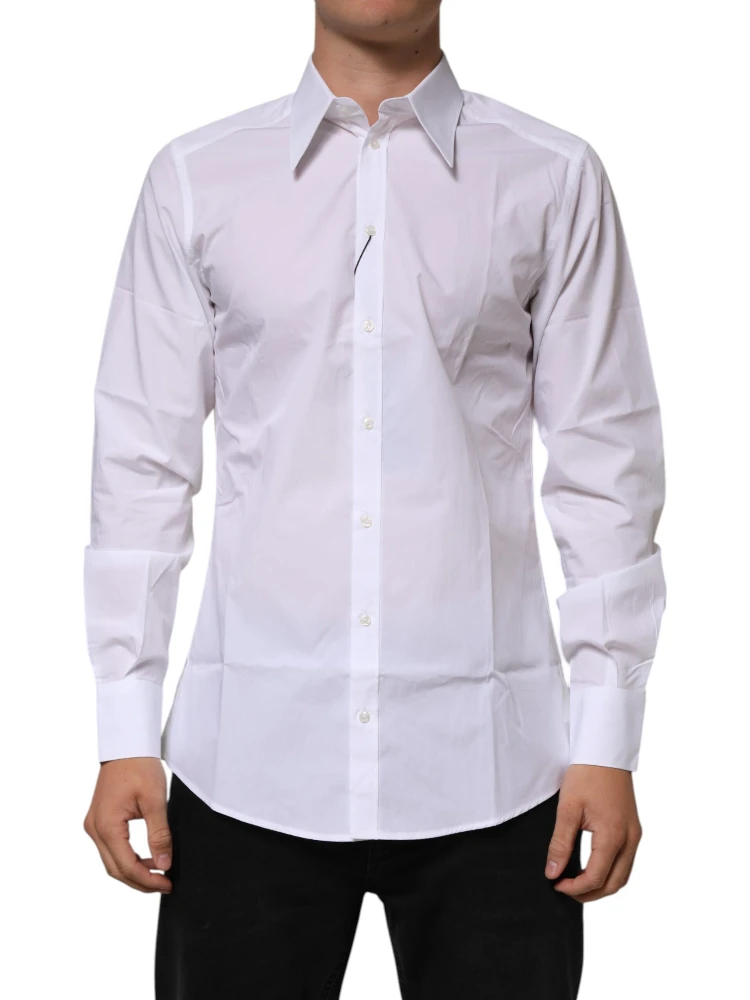 White Cotton Slim Fit Dress Formal Men Shirt