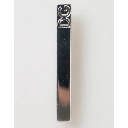 Silver Tone Brass Logo Branded Men Accessory Tie Clip Bar