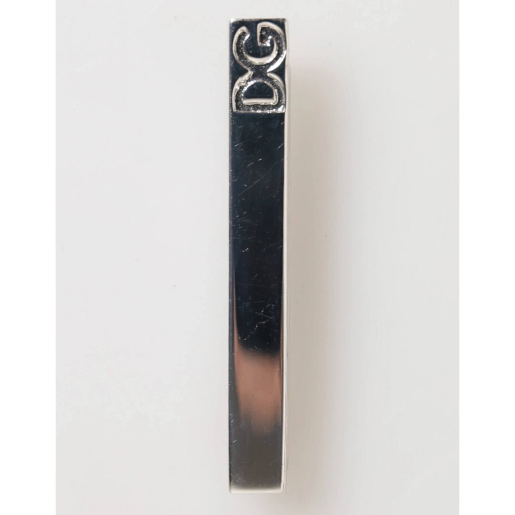 Silver Tone Brass Logo Branded Men Accessory Tie Clip Bar