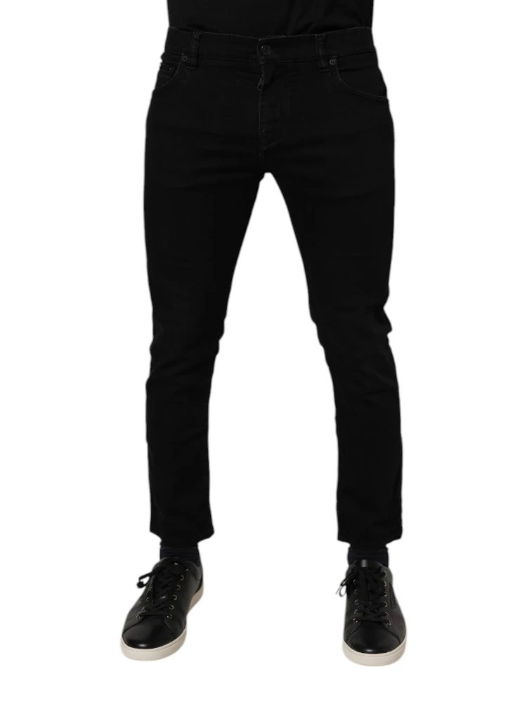 Black Cotton Skinny Jeans Men Trouser Pants
