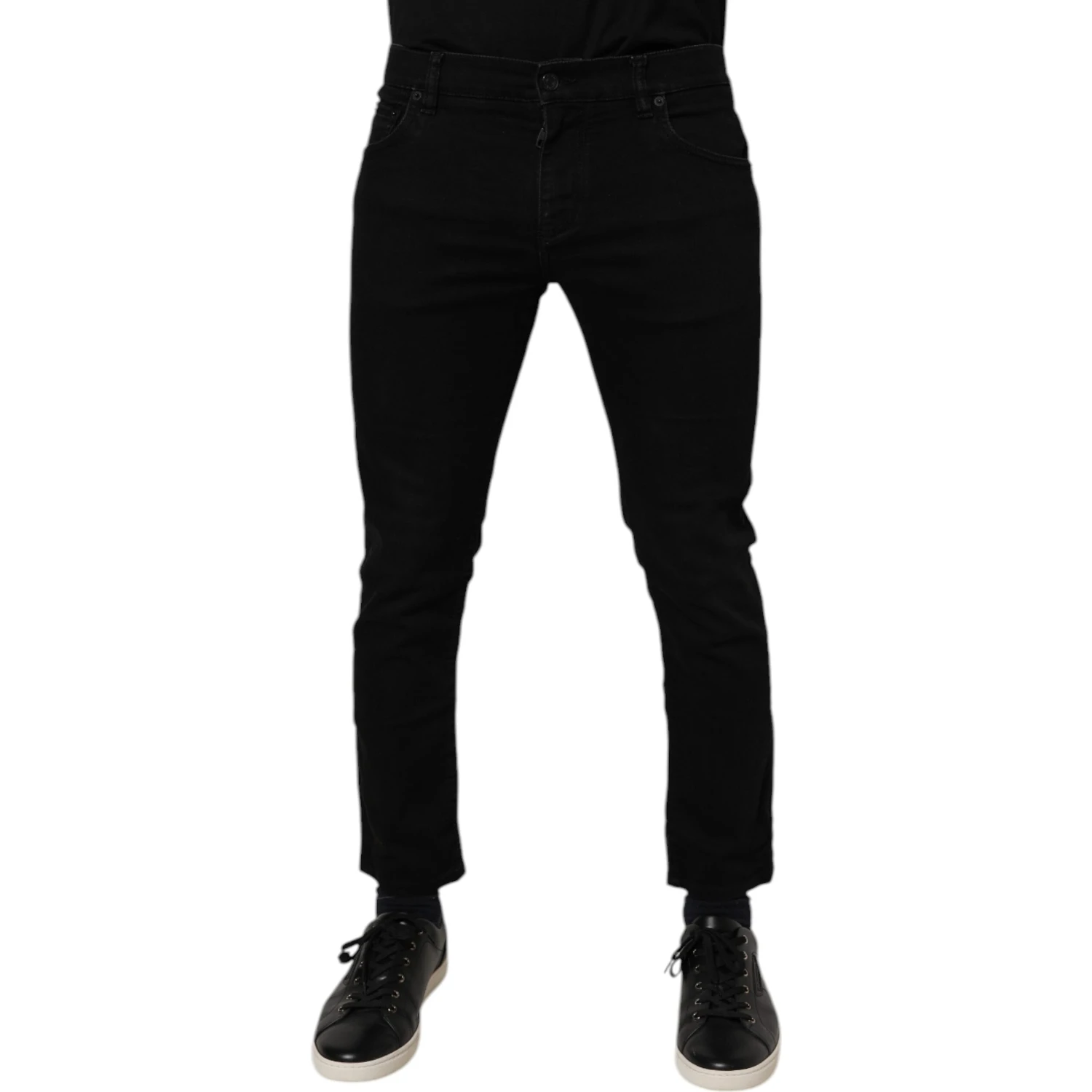 Black Cotton Skinny Jeans Men Trouser Pants