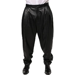 Black Lamb Leather Trousers Men Pants