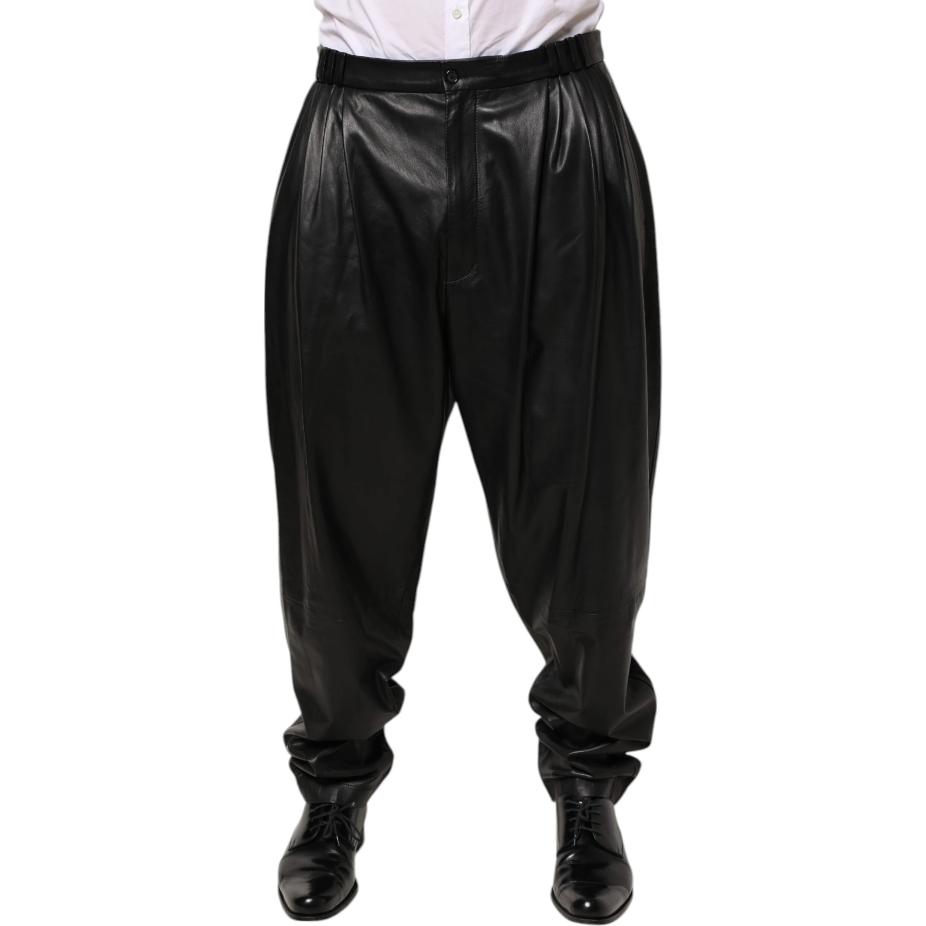 Black Lamb Leather Trousers Men Pants