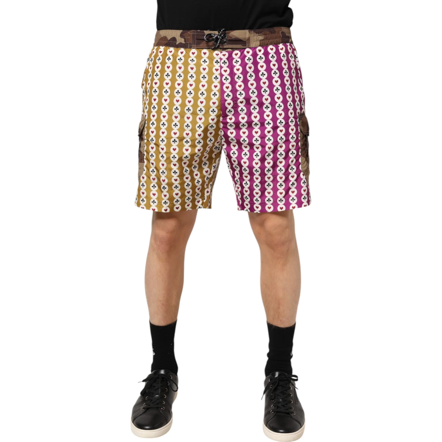 Multicolor Playing Card Camouflage Shorts Swimwear