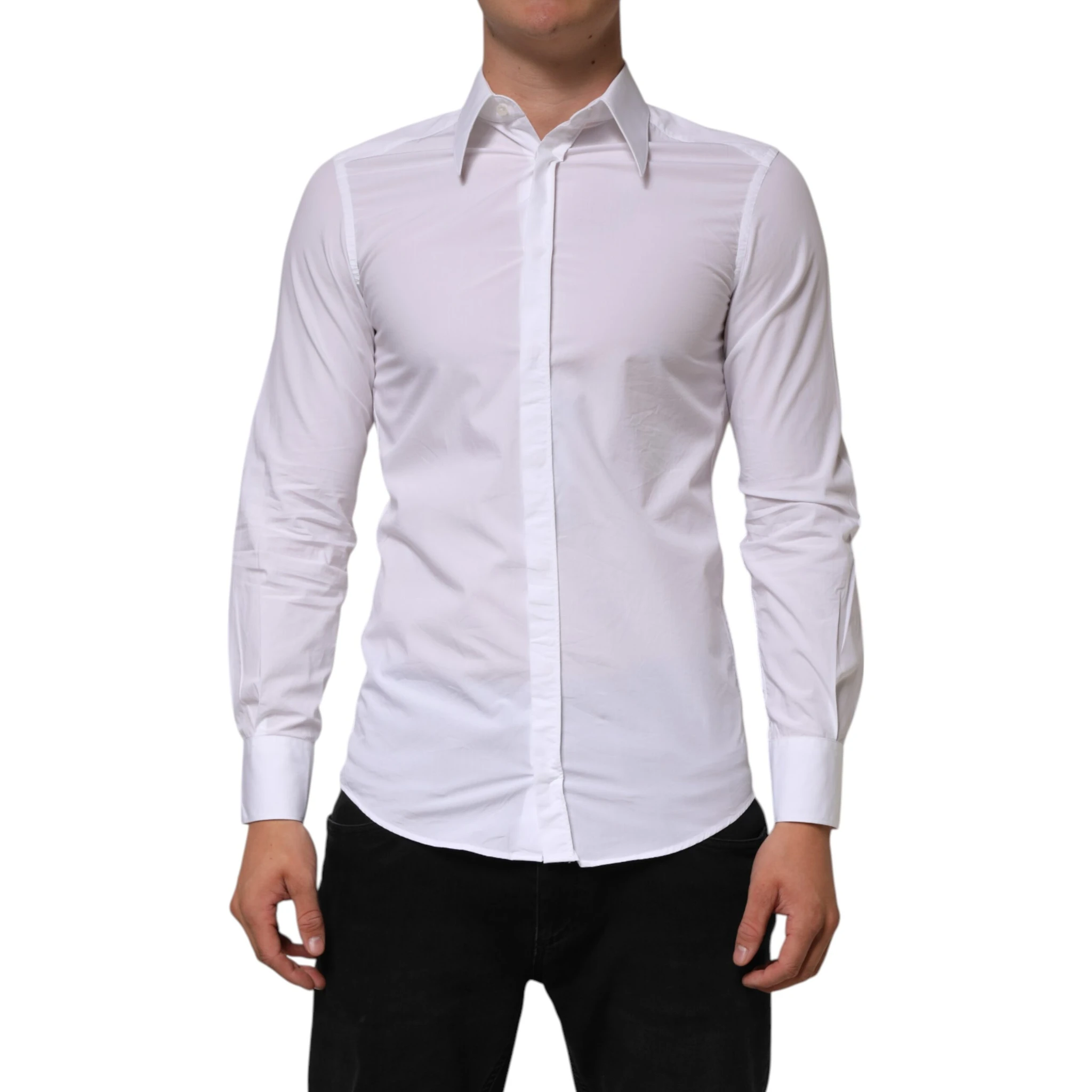 White Cotton MARTINI Long Sleeve Dress Shirt