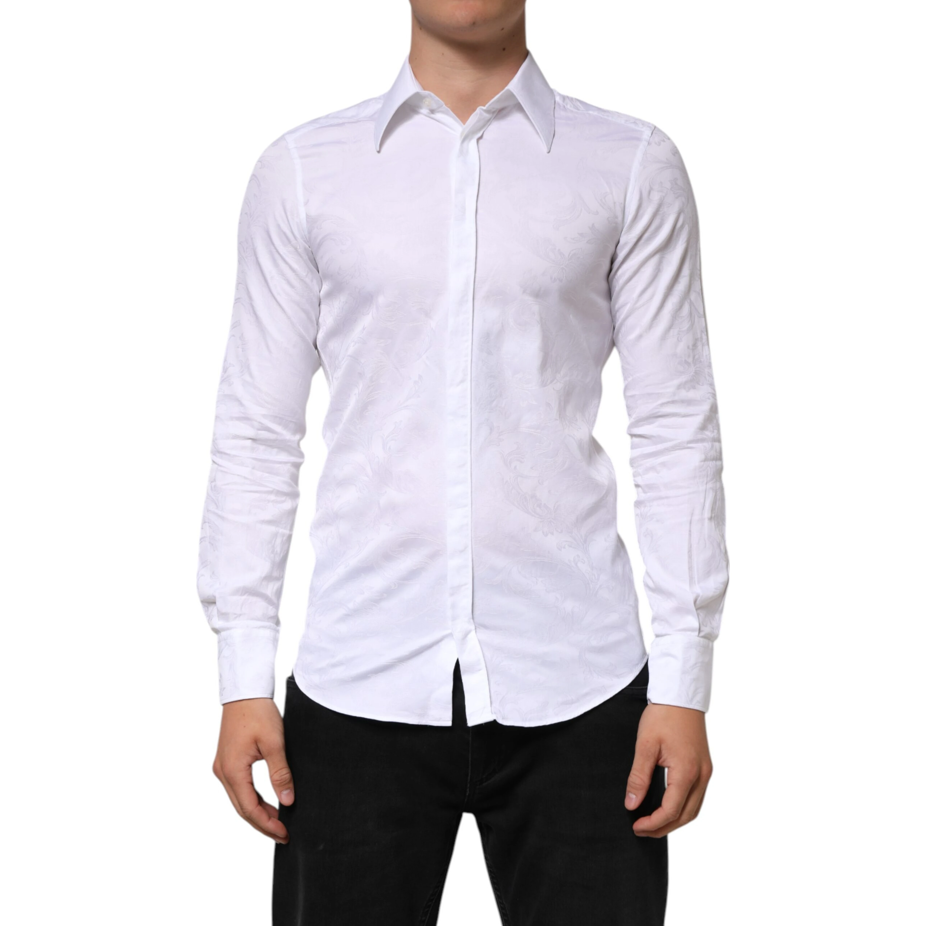 White Cotton MARTINI Paisley Jacquard Shirt