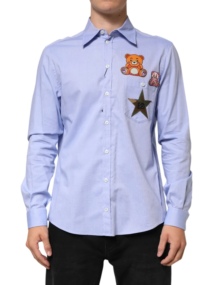 Light Blue Cotton Teddy Bear Long Sleeve Shirt alternative