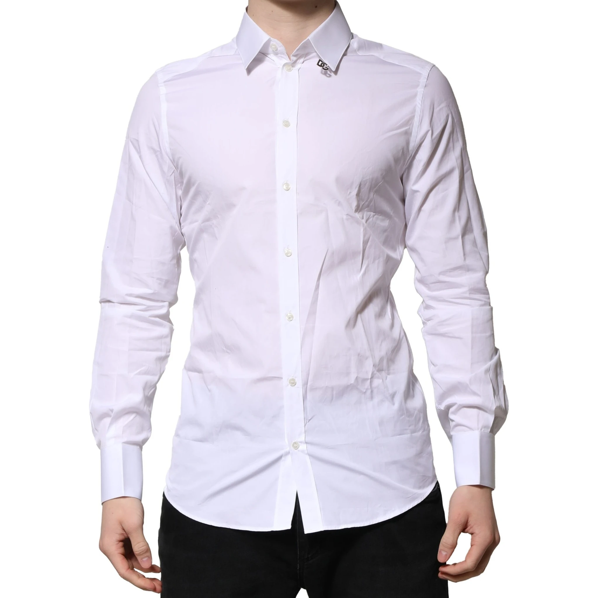 White Cotton GOLD Long Sleeves Formal Shirt