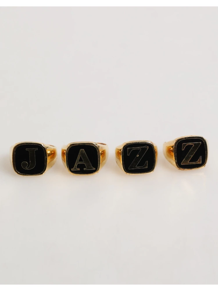 Gold Tone Brass JAZZ Letter Set 4 Pieces Adjustable Ring alternative