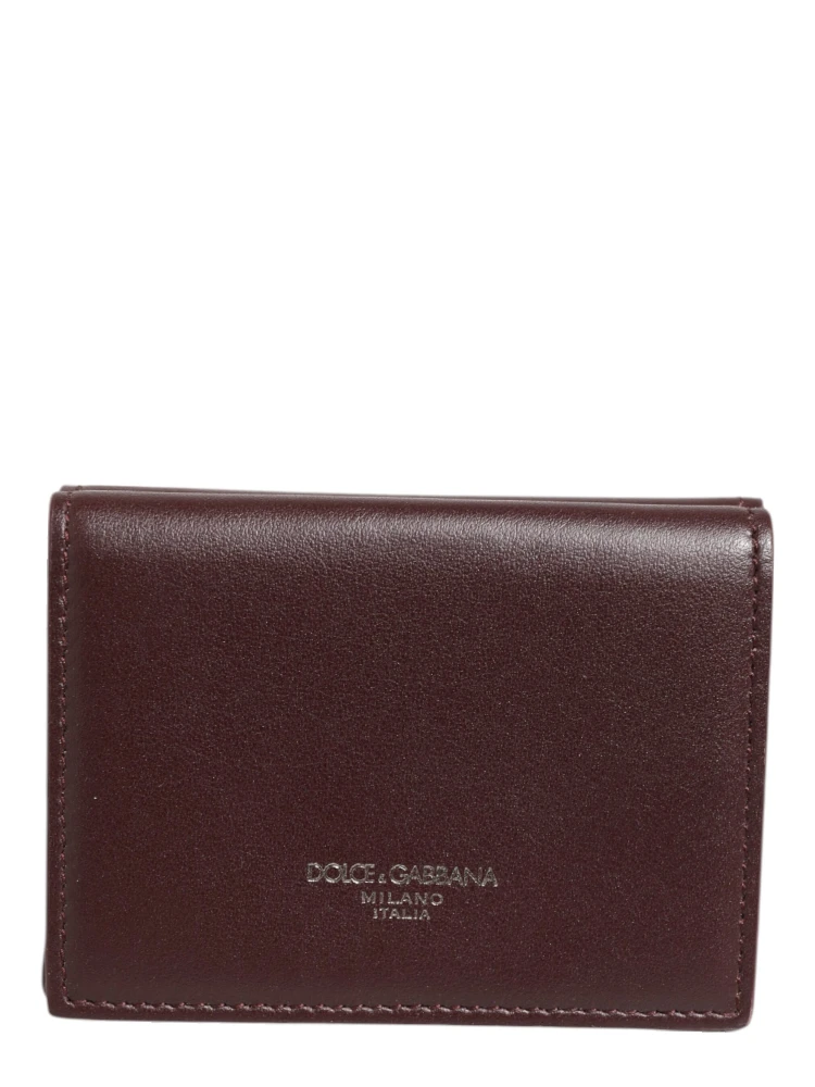 Leather Embossed Logo Trifold Men Card Holder Dark Brown alternative