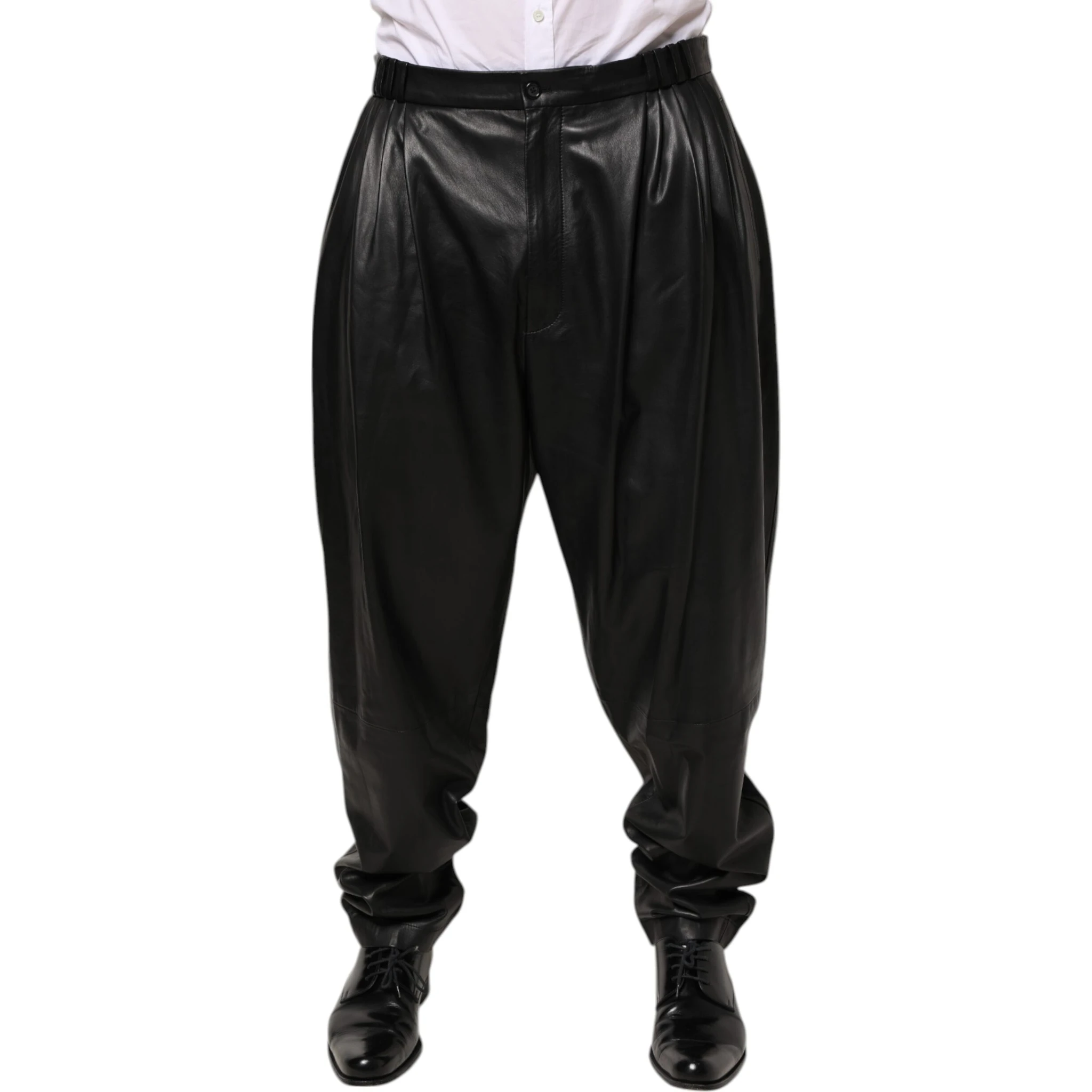 Black Lamb Leather Trousers Men Pants