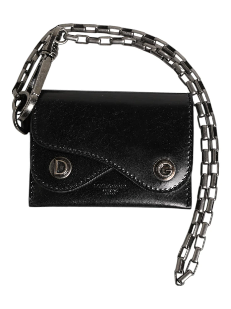 Black Cavallo Leather Wallet Chain Snap Bifold Card Holder alternative