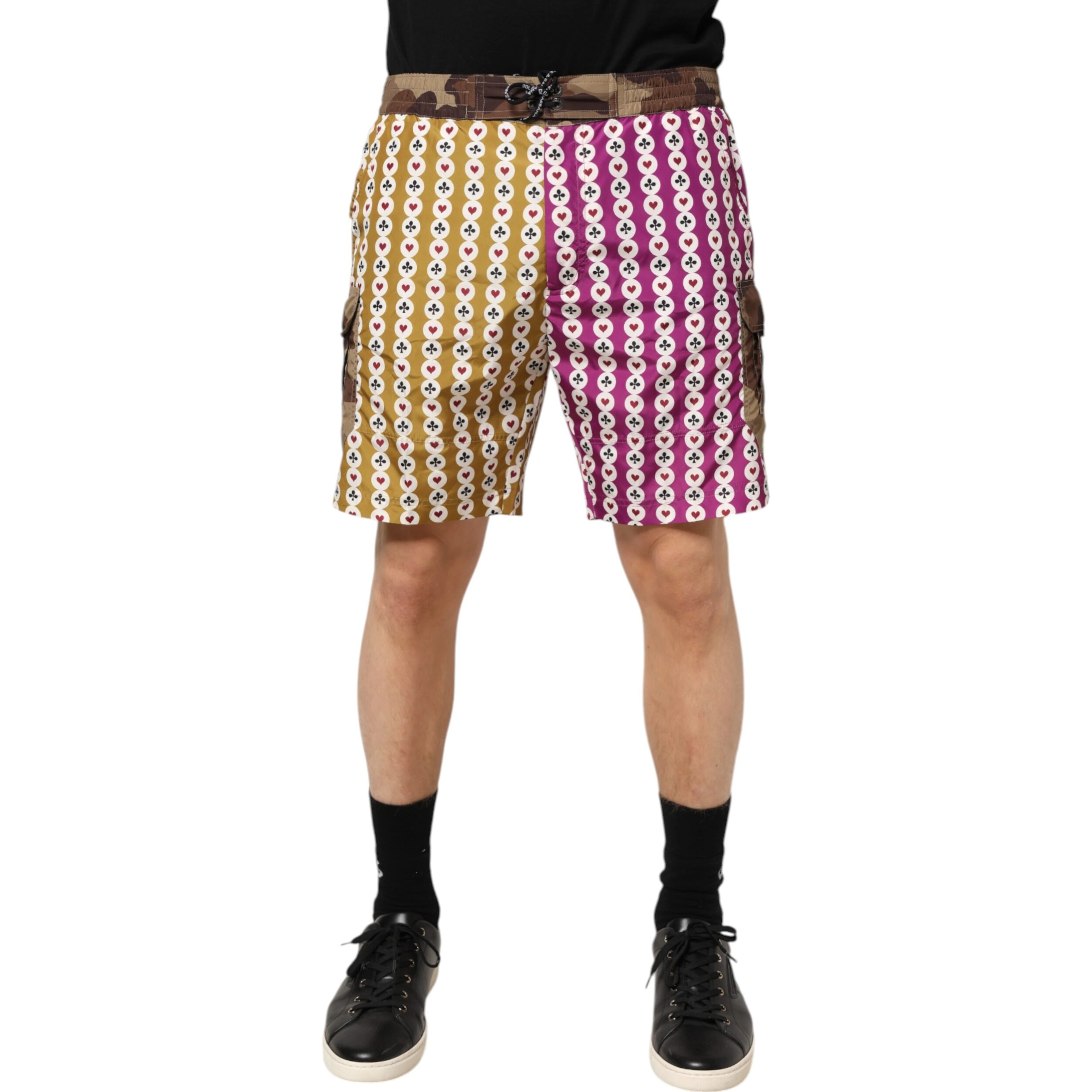 Multicolor Playing Card Camouflage Shorts Swimwear
